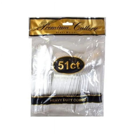 Kole Imports HX490-72 Heavy Duty Plastic Cutlery Combo Pack - 51 Count - Case of 72
