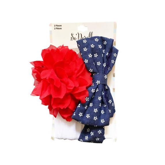 Kole Imports KA855-36 Flower Print Bow & Chiffon Flower Headwraps, Multi Color - 2 Piece - Pack of 36