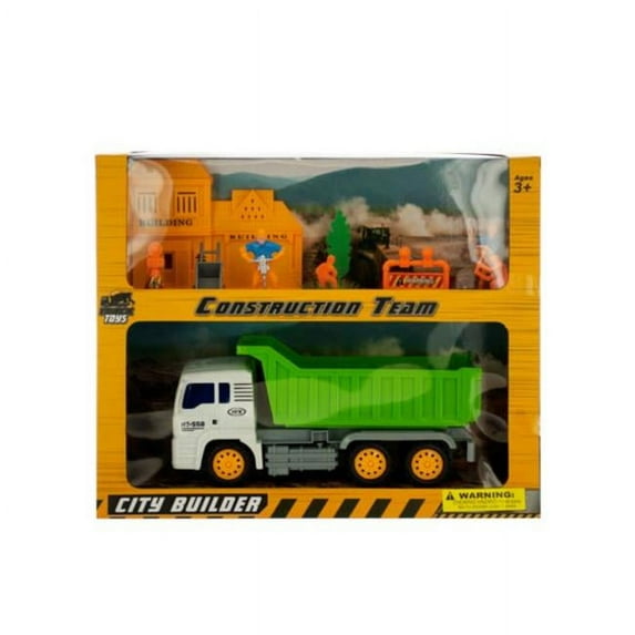 Kole Imports KL225-8 Friction Powered Dump Truck & Construction Team Set, 8 Piece