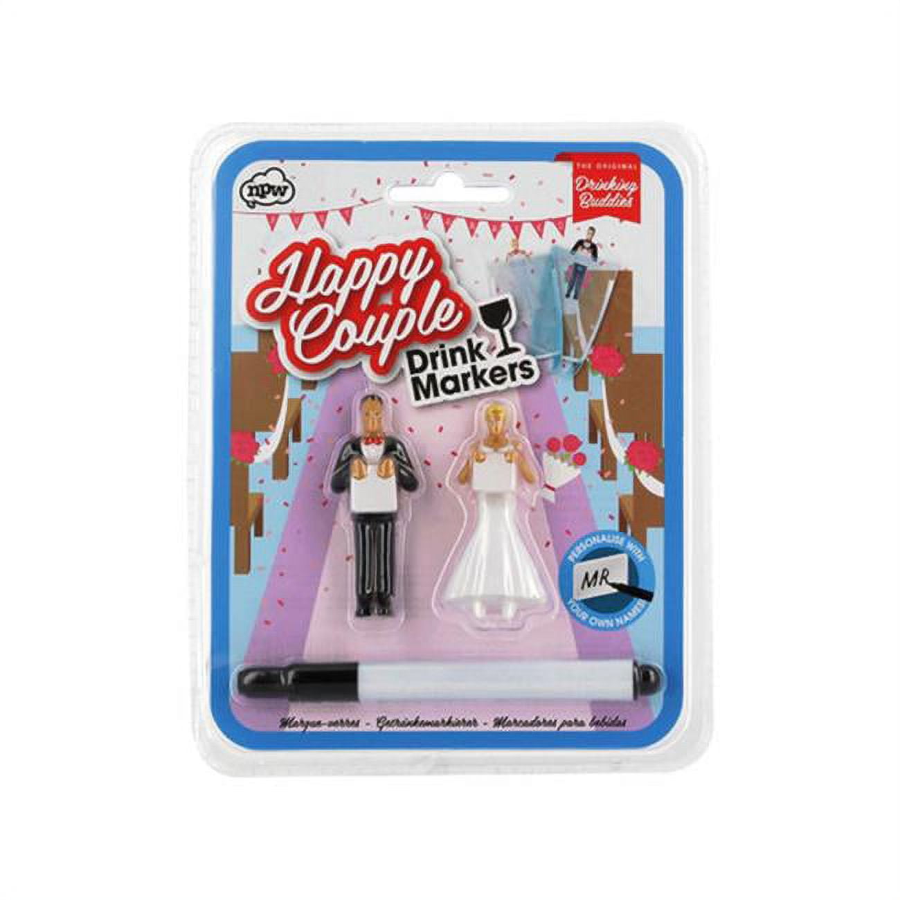 Kole Imports MK30824 Drinking Buddies Bride & Groom Drink Markers