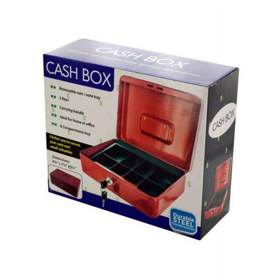 Kole Imports OT149-4 Multi-Compartment Steel Locking Cash Box - Pack of 4