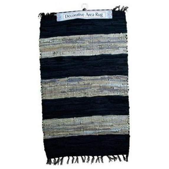 Kole Imports OT867-6 Wide Stripe Leather Chindi Rug - Pack of 6