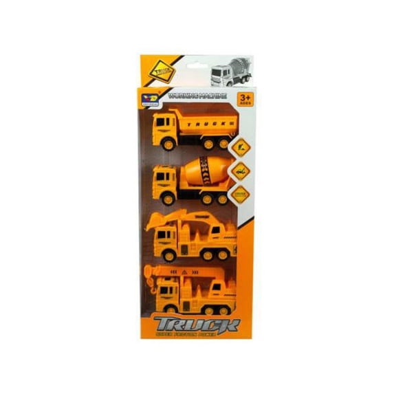 Kole Imports OT980-6 Construction Trucks, 4 Piece - Pack of 6