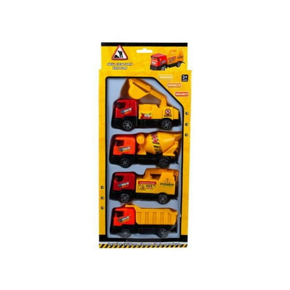 Kole Imports OT983-8 Pull Back Construction Trucks Pack of 4 - Set of 8