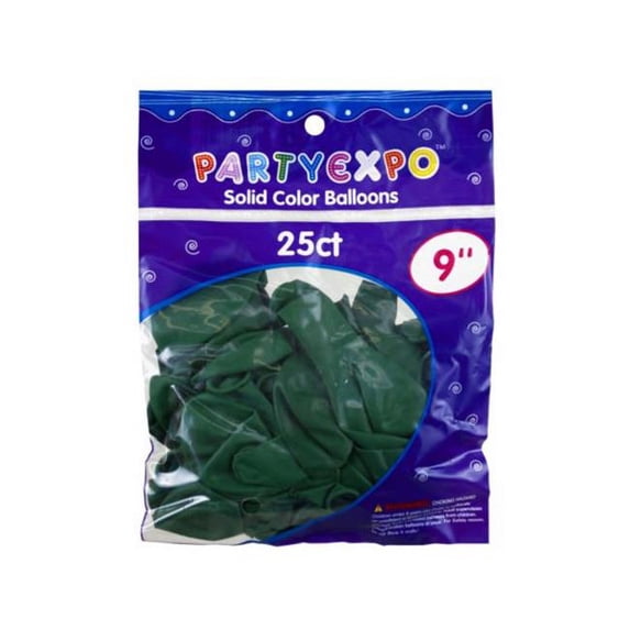 Kole Imports PJ006-24 9 in. Balloons, Hunter Green - 25 Count - 24 Piece -Pack of 24