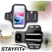 Stayfit Active Cell Phone Fashion Armband for iPhone 8, 7, 7S, 6, 6S, SE, 5 and Samsung Galaxy S9, S8, S7, S6 Phones Charcoal/Grey, Regular