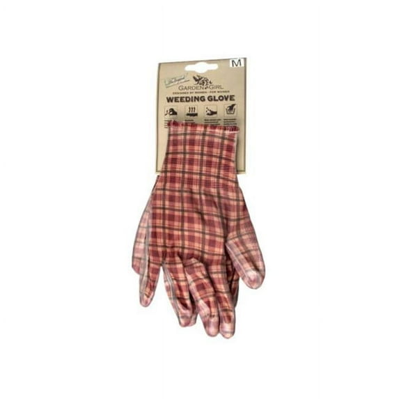 Kole Imports UU885-48 Classic Plaid Brown Weeding Gloves Womens, Medium - Pack of 48