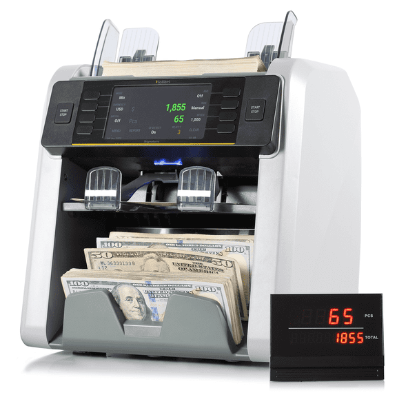 Kolibri Signature V2 2-Pocket Business-Grade Mixed Bill Counter, Sorter and Reader