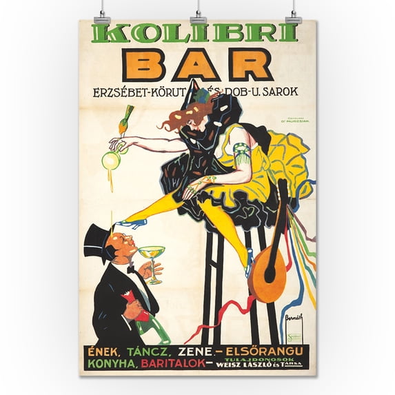 Kolibri Bar Vintage Poster (artist: Bernath, Aurel) Hungary c. 1921 (24x36 Giclee Gallery Print, Wall Decor Travel Poster)