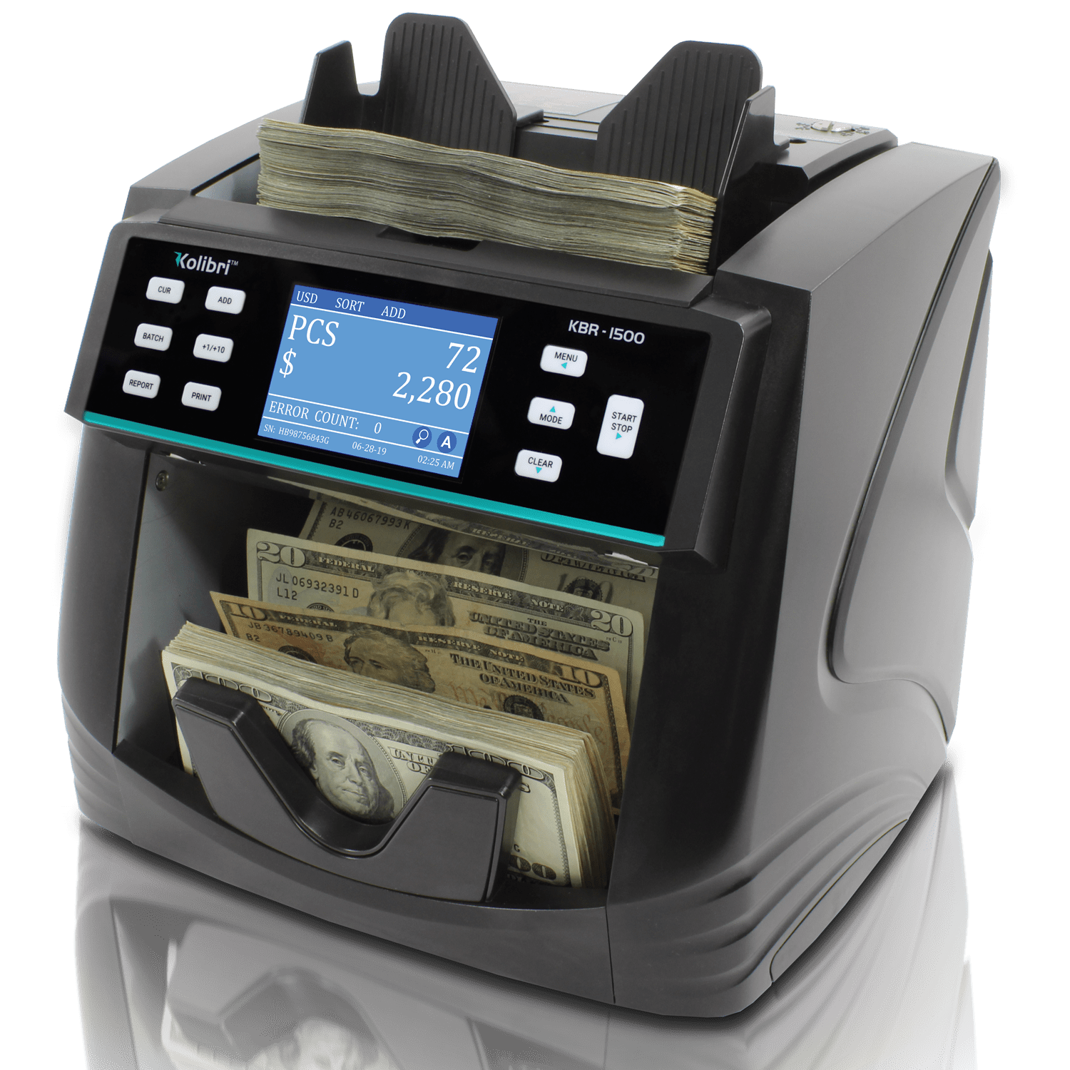 Kolibri KBR1500 1Pocket Mixed Denomination Bill Counter & Sorter