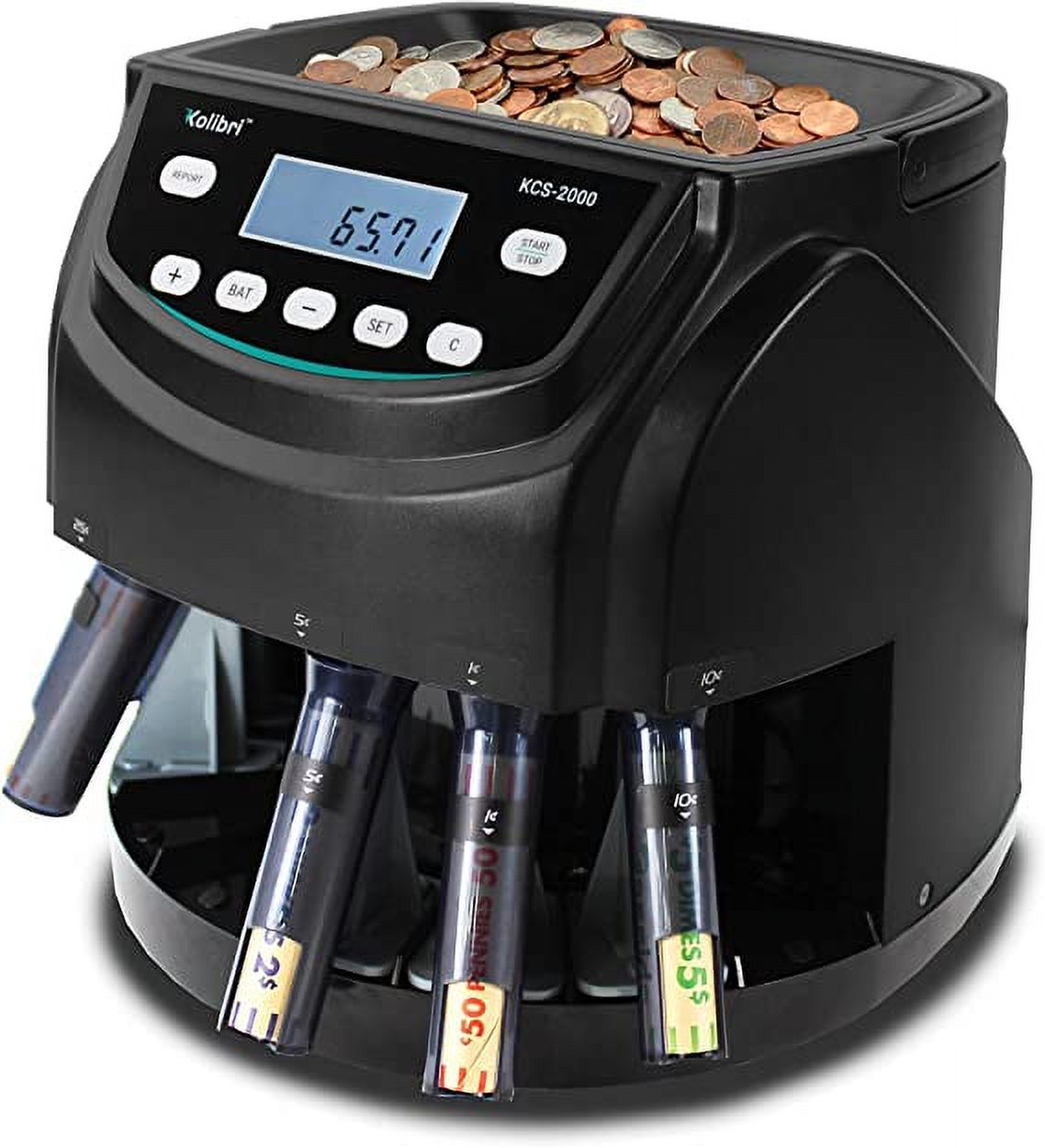 Coin Counter Sorter Money Tray Bundled with 64 Coin Roll Wrappers