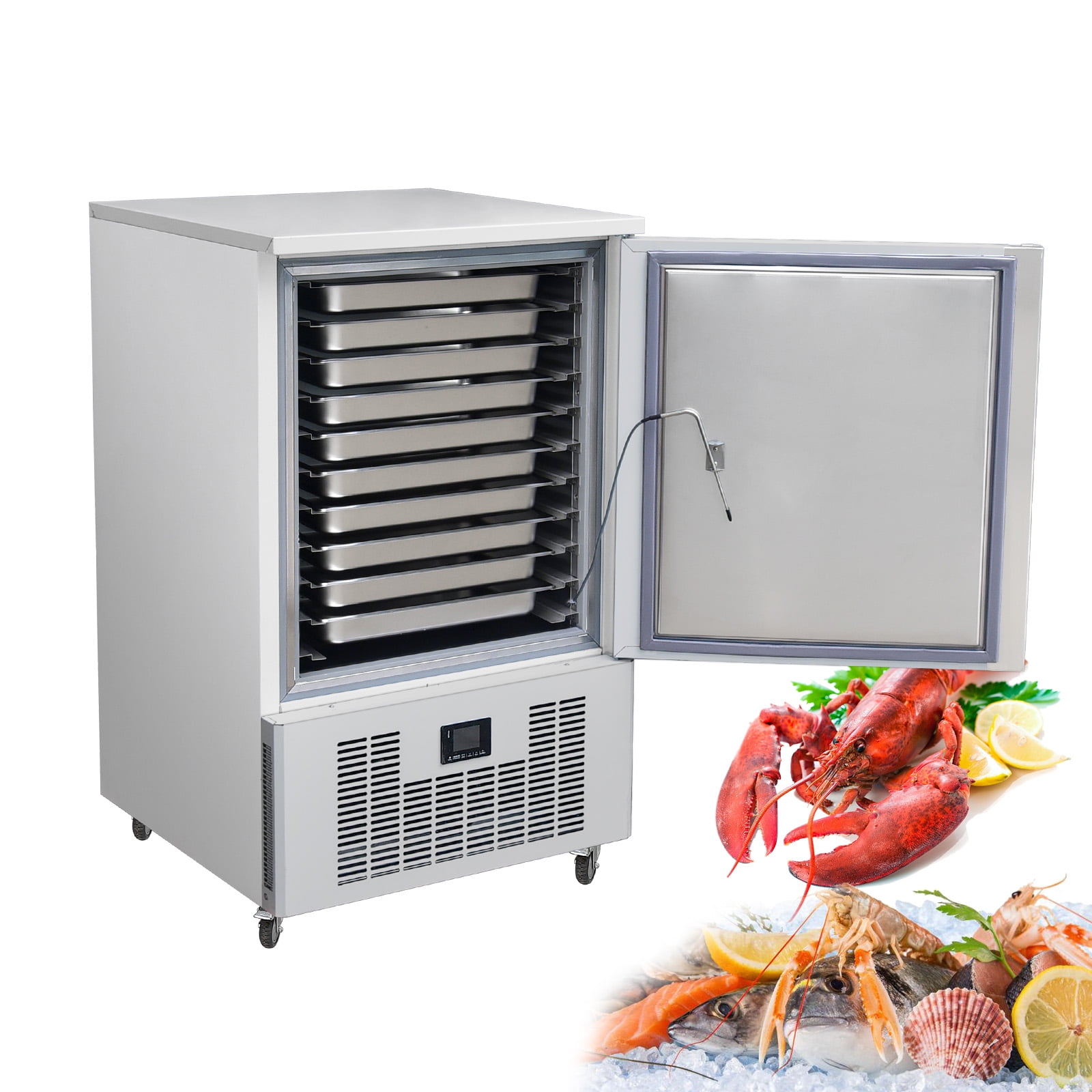 Kolice Commercial 10 Trays Blast Chiller & Freezer, Dumpling Blast Freezer, Lowest Temperature: -40°F, for ice Cream, Fresh Meat, Chicken, Dessert in hotel, restaurant, school, canteens, catering