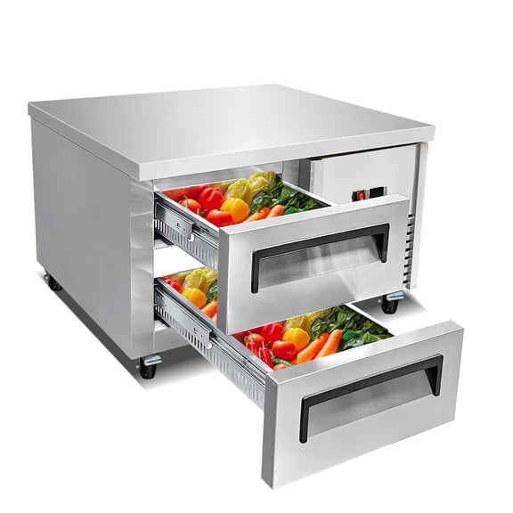 Kolice Commercial 2 Drawers Chef Base Refrigerator,Refrigerated Under Counter Storage Cabinet 33F to 41F, for Restaurants,Bars