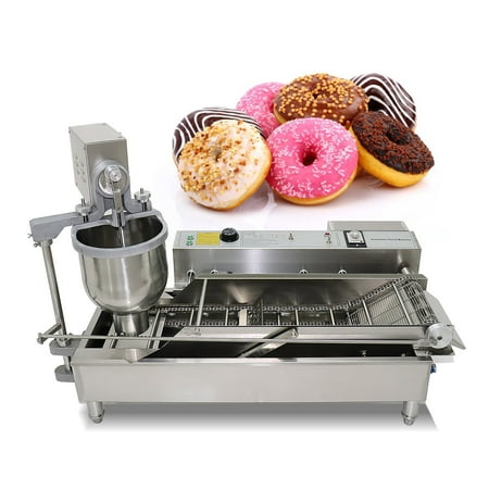 Kolice Commercial Automatic 2 Rows Donut Making Machine Doughnut Fryer with 3 Sizes Molds, auto turning, auto counting