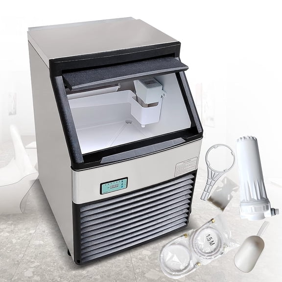 Kolice Commercial Automatic Ice Cube Machine,Ice Machine Ice Maker-132lbs per Day For Bars,Cafes, Milk-tea stores, Restaurants, Hotels,Bakeries, Dessert Shop