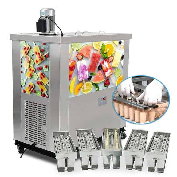 Kolice Commercial Brazilian Slim Ice Popsicle Machine,Ice Lollipop Machine - 5 Sets Mold,26 Sticks/Each Mold,123ML/Each