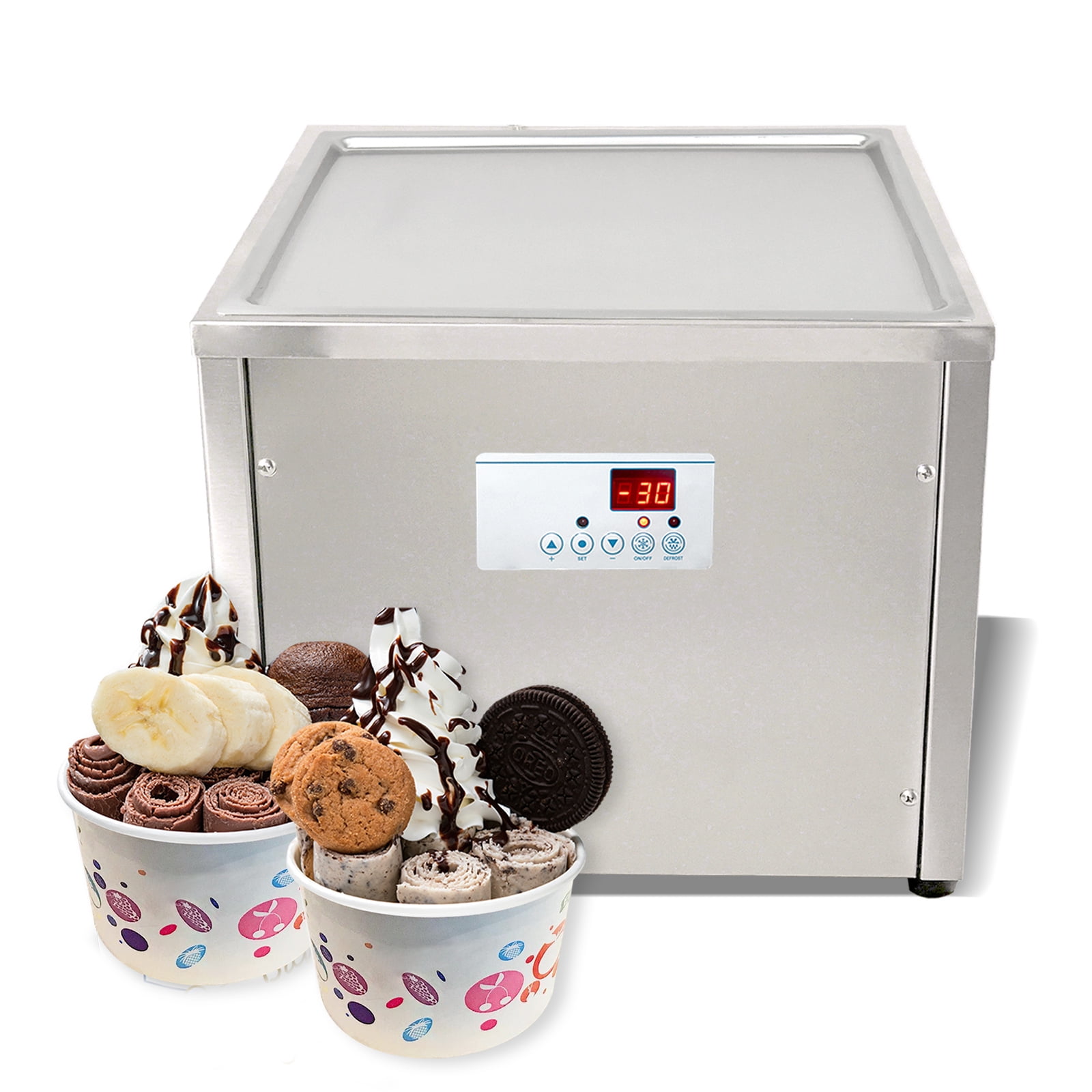 Kolice Counter top Fried Ice Cream Machine Roll Ice Cream Machine 18 X18 Square Pan Smart Temperature Control