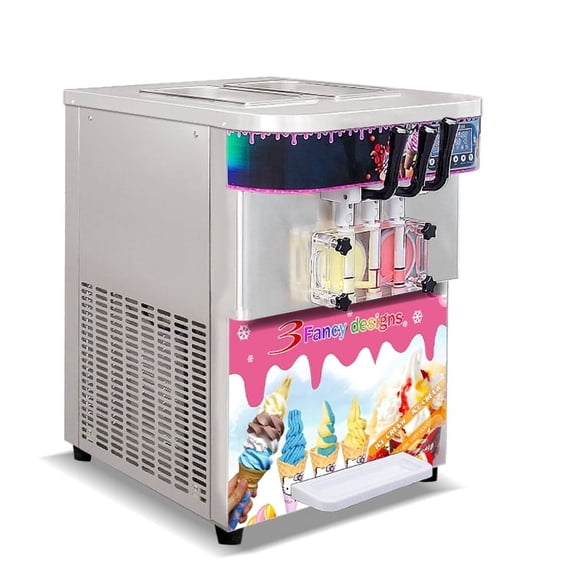 Kolice Countertop Yougurt 3 Flavors Soft Serve Ice Cream Machine-Upper Tanks Refrigerated,ETL Certificate