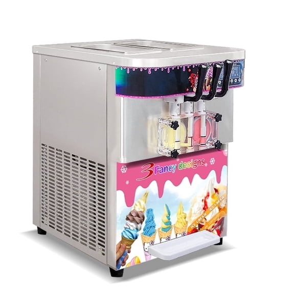 Kolice Countertop Yougurt 3 Flavors Soft Serve Ice Cream Machine-Upper Tanks Refrigerated,ETL Certificate