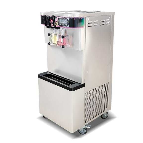 Kolice High Capacity 3 Flavors Soft Serve ice Cream Machine-auto Washing,auto Counting,Upper Tanks refrigerated, ETL Certificate