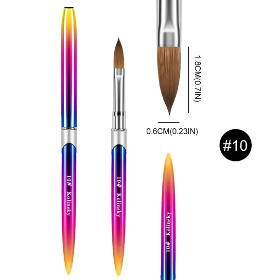 Kolinsky Nail Art Brush, Professional Acrylic & Gel Nail Brush for 3D Carving, Liner Drawing and Manicure Design