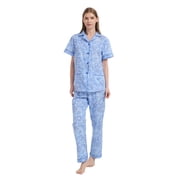 Kolipajam 100% Cotton Pajamas For Women Short-Sleeve Long Pants PJS Button Down Sleepwear M