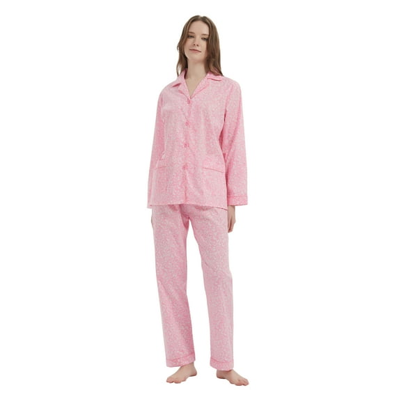 Kolipajam 100% Cotton Pajamas for Women Long-Sleeve Pjs Cozy Button Down Boyfriend Sleepwear 3XL