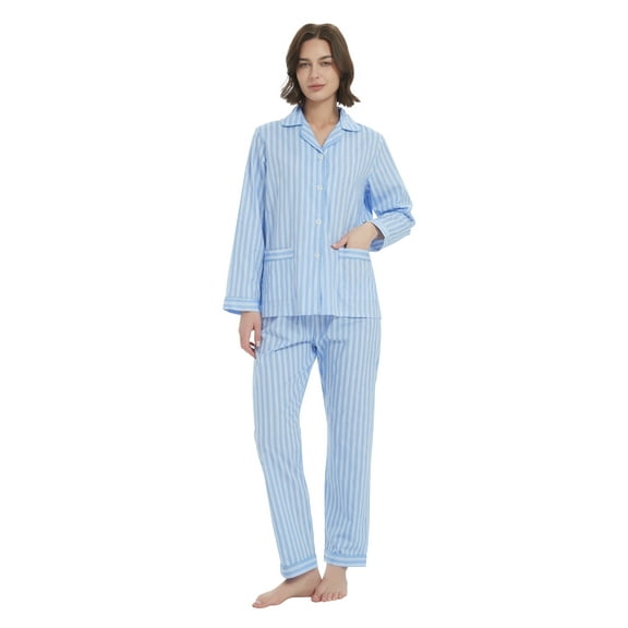 Kolipajam 100% Cotton Pajamas for Women Long-Sleeve Pjs Cozy Button Down Boyfriend Sleepwear 3XL