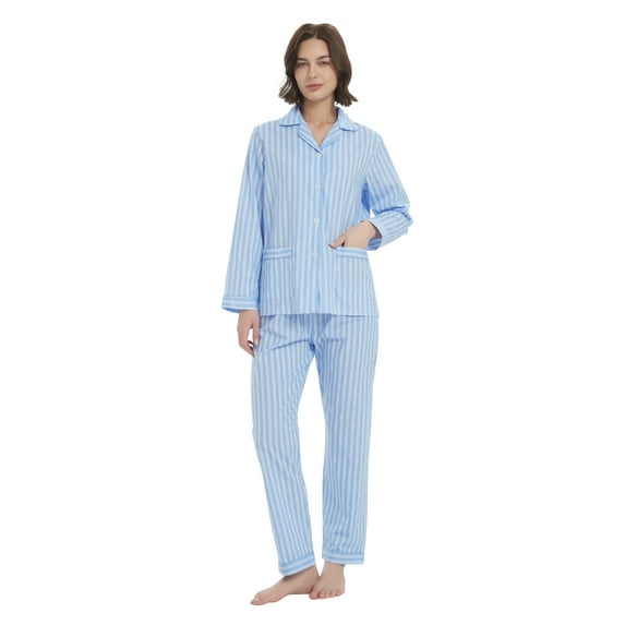 Kolipajam 100% Cotton Pajamas for Women Long-Sleeve Pjs Cozy Button Down Boyfriend Sleepwear 3XL