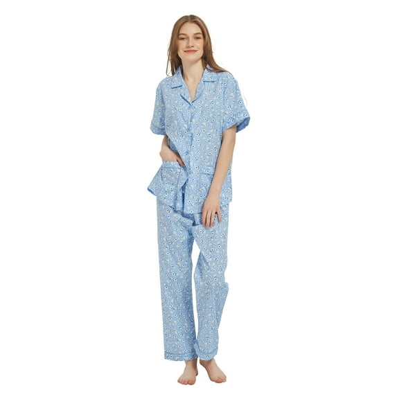 Kolipajam 100% Cotton Pajamas for Women Long-Sleeve Pjs Cozy Button Down Boyfriend Sleepwear 6XL