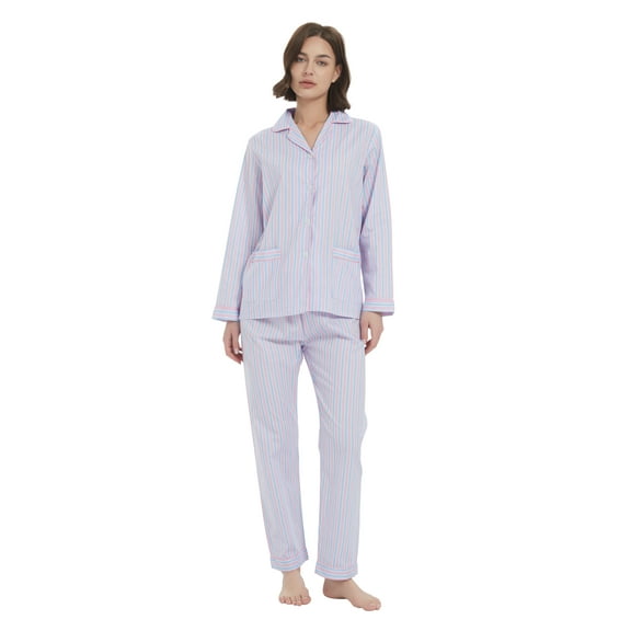 Kolipajam 100% Cotton Pajamas for Women Long-Sleeve Pjs Cozy Button Down Boyfriend Sleepwear 3XL