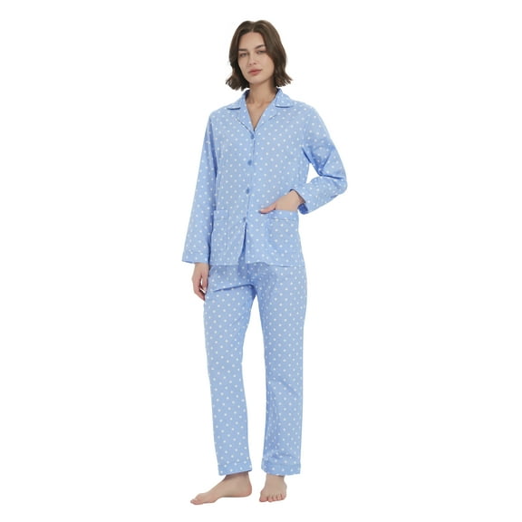 Kolipajam 100% Cotton Pajamas for Women Long-Sleeve Pjs Cozy Button Down Boyfriend Sleepwear 3XL