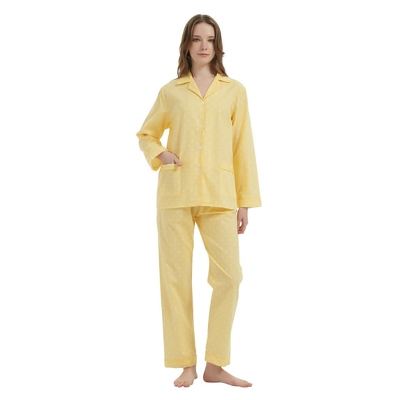 Kolipajam 100% Cotton Pajamas for Women Long-Sleeve Pjs Cozy Button Down Boyfriend Sleepwear 3XL
