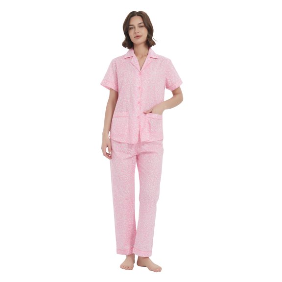 Kolipajam 100% Cotton Pajamas for Women Long-Sleeve Pjs Cozy Button Down Boyfriend Sleepwear L