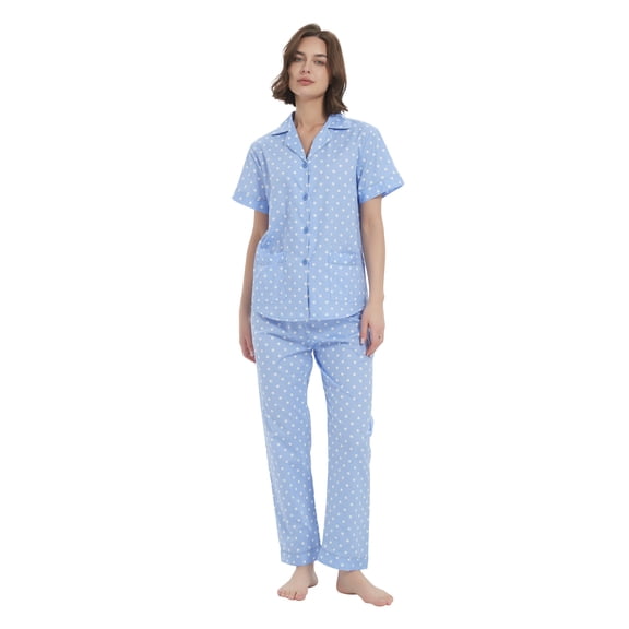Kolipajam 100% Cotton Pajamas for Women Long-Sleeve Pjs Cozy Button Down Boyfriend Sleepwear L