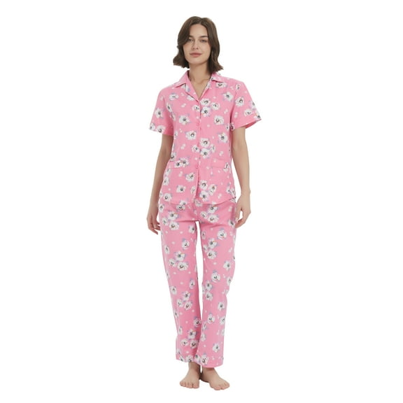 Kolipajam 100% Cotton Pajamas for Women Long-Sleeve Pjs Cozy Button Down Boyfriend Sleepwear M