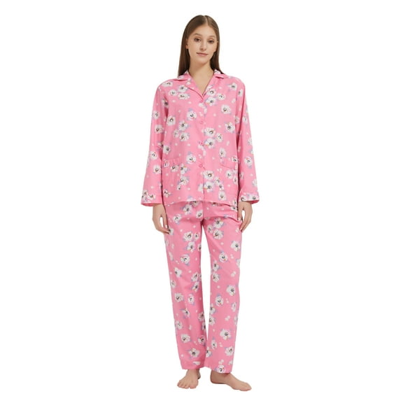 Kolipajam 100% Cotton Pajamas for Women Long-Sleeve Pjs Cozy Button Down Boyfriend Sleepwear M
