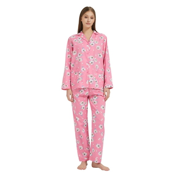 Kolipajam 100% Cotton Pajamas for Women Long-Sleeve Pjs Cozy Button Down Boyfriend Sleepwear S