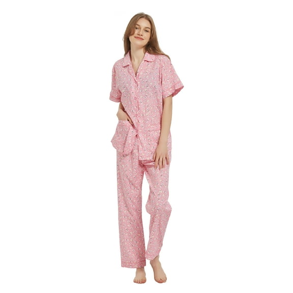 Kolipajam 102% Cotton Pajamas for Women Long-Sleeve Pjs Cozy Button Down Boyfriend Sleepwear XXL