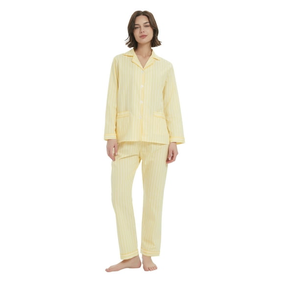 Kolipajam 100% Cotton Pajamas for Women Long-Sleeve Pjs Cozy Button Down Boyfriend Sleepwear XXL