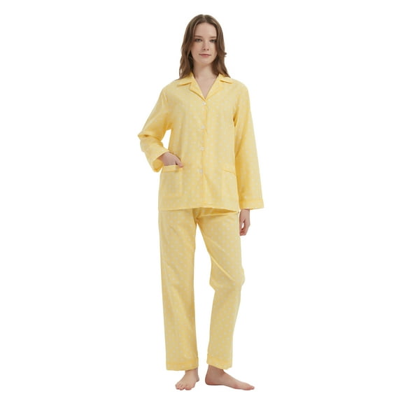 Kolipajam 100% Cotton Pajamas for Women Long-Sleeve Pjs Cozy Button Down Boyfriend Sleepwear S
