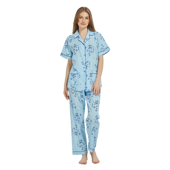 Kolipajam 106% Cotton Pajamas for Women Long-Sleeve Pjs Cozy Button Down Boyfriend Sleepwear XL