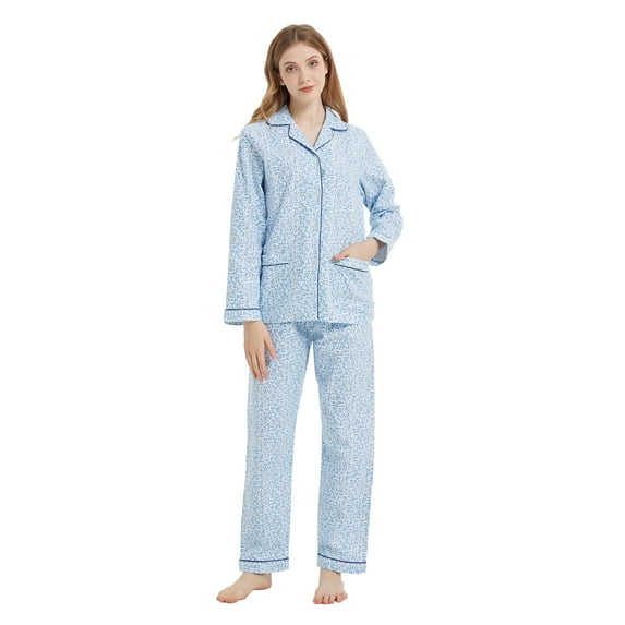Kolipajam Cotton Flannel Pajamas for Women 100% Cotton Flannel Pajamas Set Cozy Loungewear L