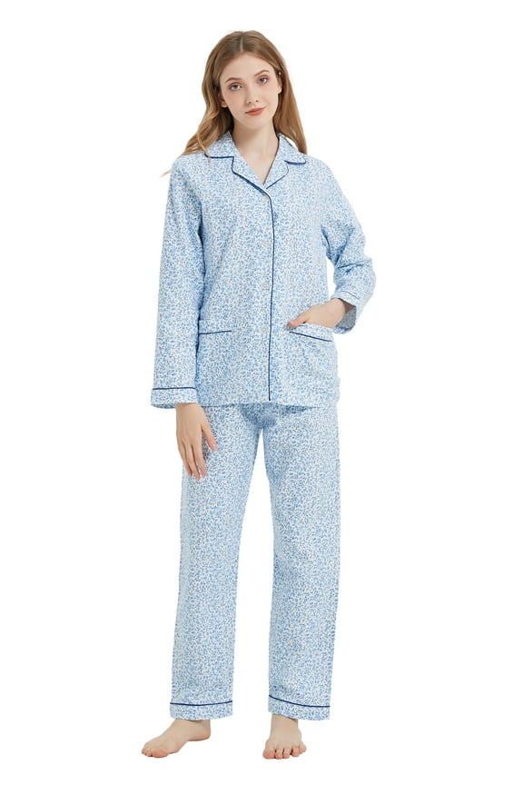 Cotton Flannel Pajamas for Women 100% Cotton Flannel Pajamas Set Cozy Loungewear L