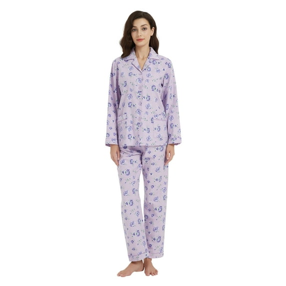 Kolipajam Cotton Flannel Pajamas for Women 100% Cotton Flannel Pajamas Set Cozy Loungewear L