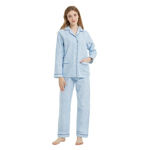 Kolipajam Cotton Flannel Pajamas for Women 100% Cotton Flannel Pajamas Set Cozy Loungewear M