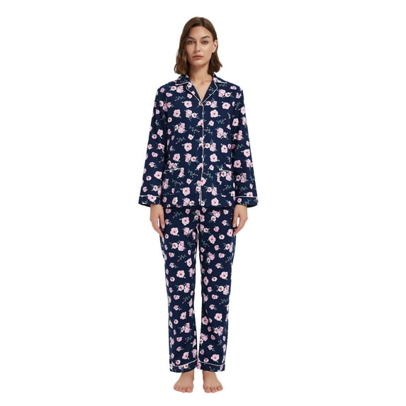 Kolipajam Cotton Flannel Pajamas for Women 100% Cotton Flannel Pajamas Set Cozy Loungewear M