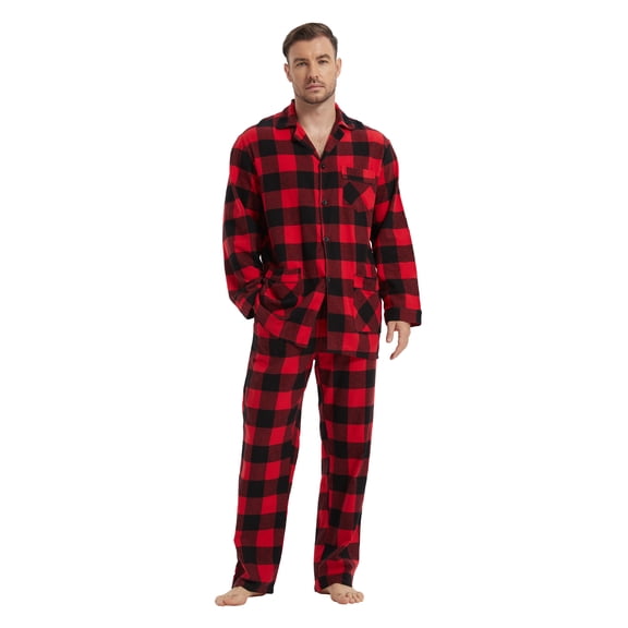 Kolipajam Couples Matching Pajamas Set 100% Cotton Flannel Pajamas for Couples with Pockets 3XL