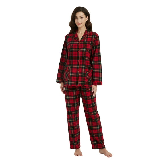 Kolipajam Couples Matching Pajamas Set 100% Cotton Flannel Pajamas for Couples with Pockets XL
