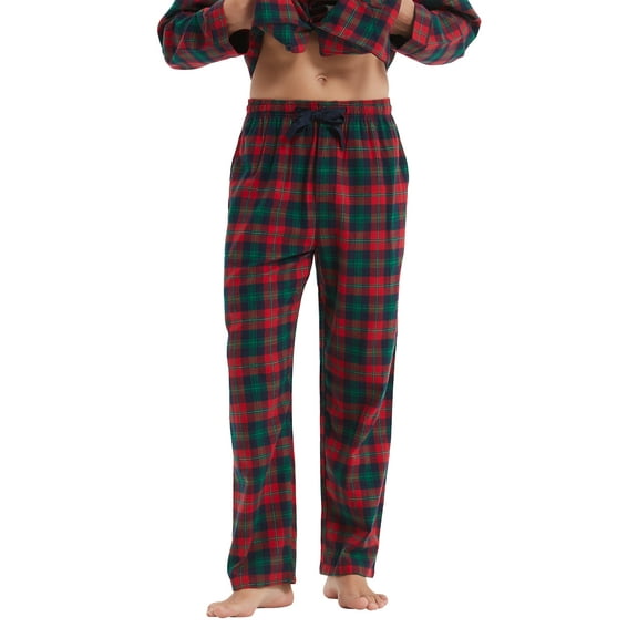 Kolipajam Men's 100% Cotton Flannel Pajama Pants Yarn Dyed Plaid with Pockets Loungewear Pants M